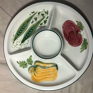 Bizzirri Ceramics Divided Chip Dip Vegetable Tray Serving Platter Dish Italy